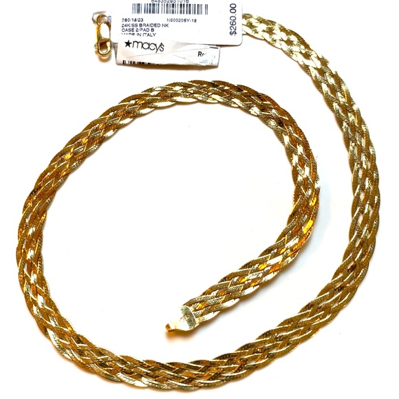 Giani Bernini 24K Gold Over Sterling Silver Braided Chain Necklace & Bracelet - Picture 2 of 5